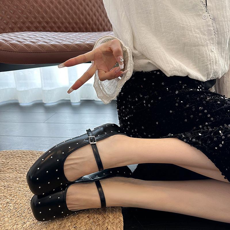 Inner height increase silver single shoes women's 2025 new spring and summer with skirt Mary Jane evening shoes beautiful ballet shoes