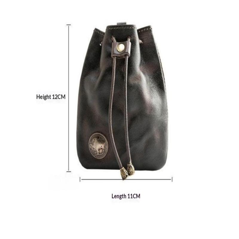 1Pcs Soft Texture Pu Leather Retro Drawstring Key Case Coin Purse Handmade Coin Key Bag Multifunctional Storage Bag