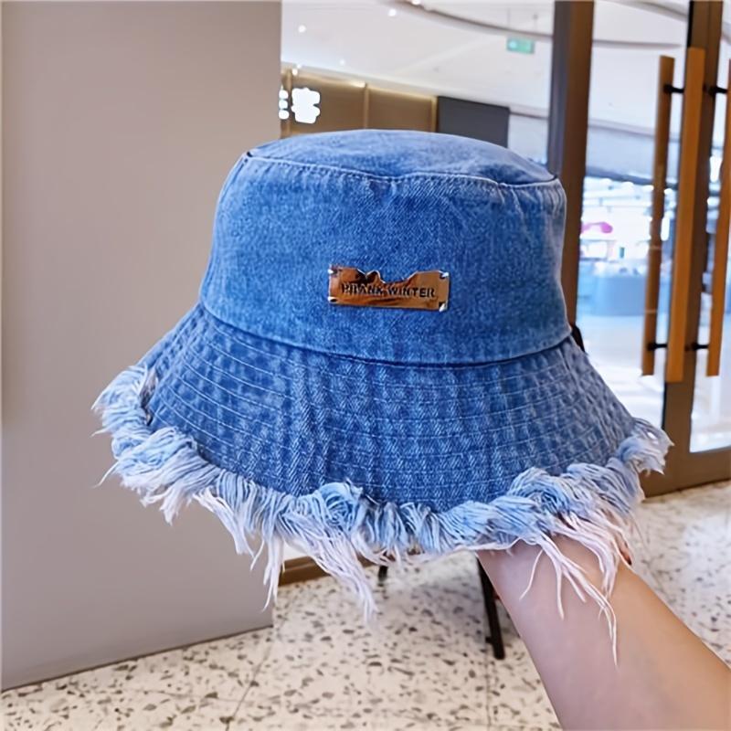 

Stylish Denim Bucket Hat - Lightweight, and Elastic Fisherman Hat for Women - Perfect for Daily Wear and Holiday Gift синий