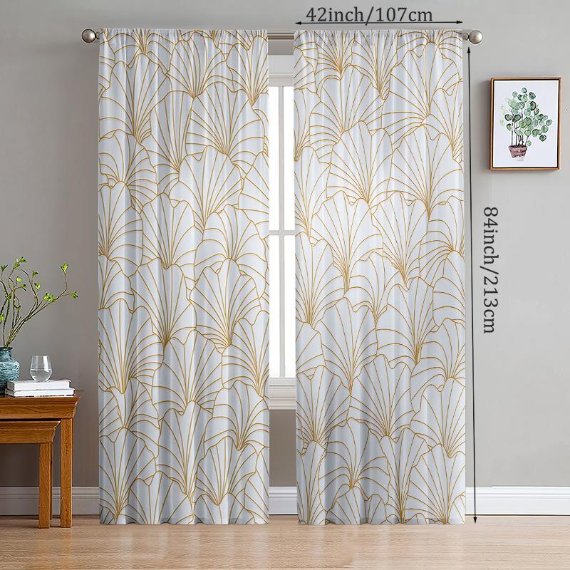 

2Pcs Light-Colored Shell Lines Printed Curtains, Pole Bag Curtains, Bedroom And Living Room, Home Decoration, Room Decoration 14Wx39L(35x100CM)x2