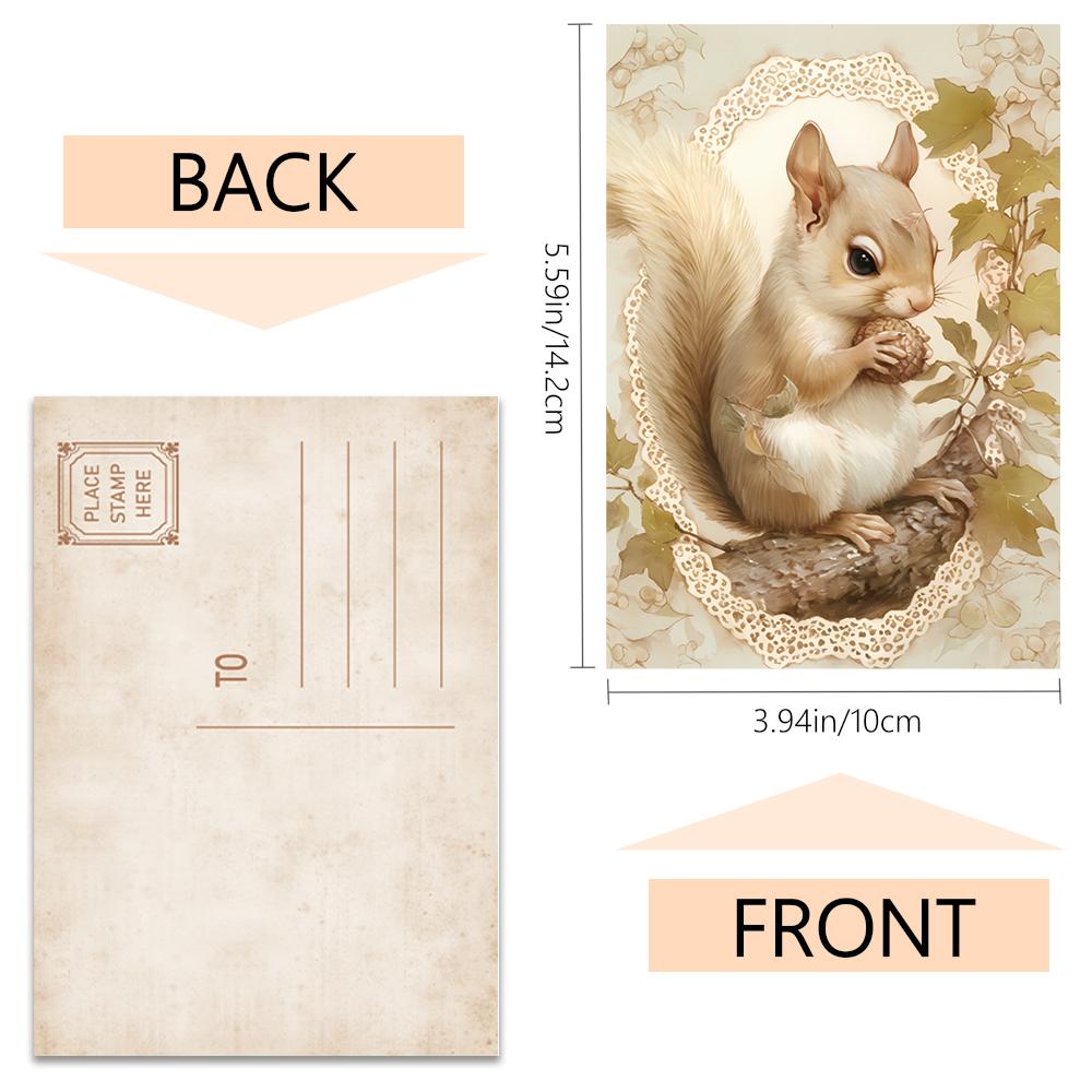 32pcs, vintage illustration postcard set, green, suitable for birthday/anniversary gifts, collectible, giftable, and mailable.