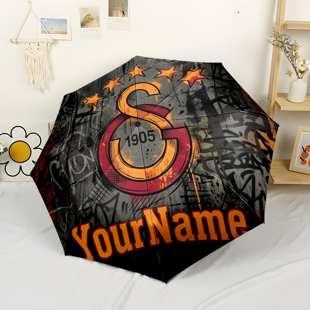 Galatasaray1 Personalized Text Umbrella Automatic Umbrella Compact Durable 8-Rib Lightweight Perfect for Outdoor Adventures Outdoor Accessory
