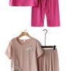 Senior Women's Cotton Linen Pajama Set: Short-Sleeved, Two-Piece Summer Outfit for Moms and Grandmas