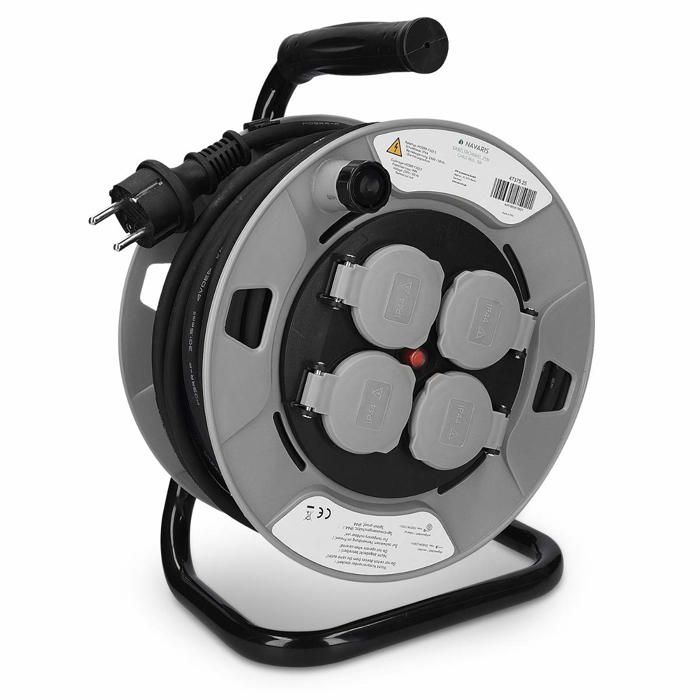 Enrouleur électrique - KW-Commerce - 47375.15 - 15m - 4 prises Schuko - Compact et sécurisé