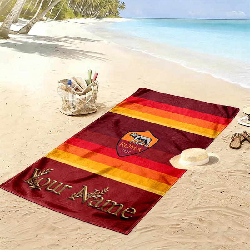 Name Custom AS Roma Logo Print Beach Towel, Large Soft Quick Dry Towel for Beach Camping Swimming