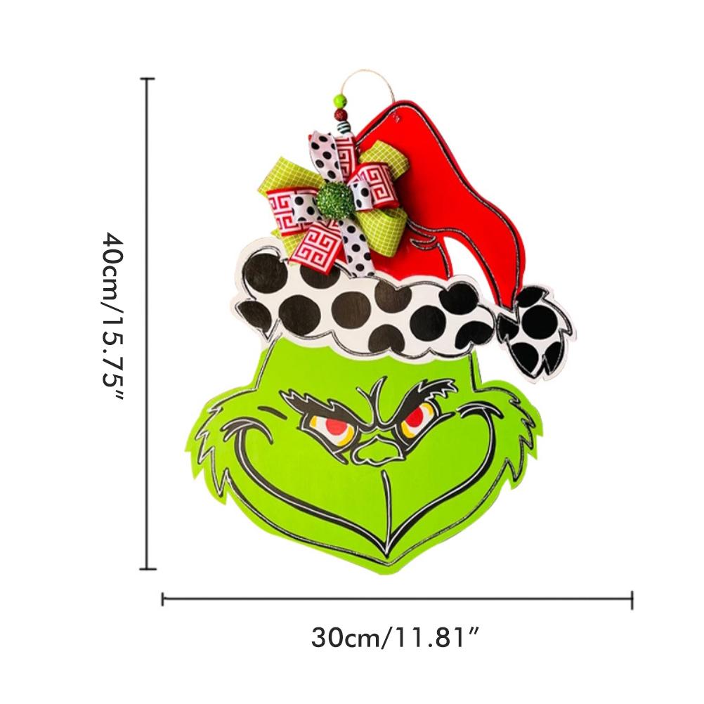 Christmas Welcome Door Sign Green Film Character Wooden Wreath for Front Door Wall Porch Indoor Outdoor Decor