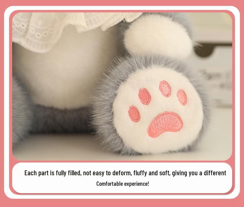 Cute Black-Gray Large-Eyed Kitten Plush Toy – Children's Cartoon Cat Doll