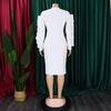 Plus Size Women Elegant Long Sleeve High Waist Solid Pencil Midi Dress