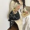 Fashion Ruched Faux Leather Women's Hobo Bag Gold Metal Handle Clutch Bags Elegant Evening Handbag for Party and Formal Events