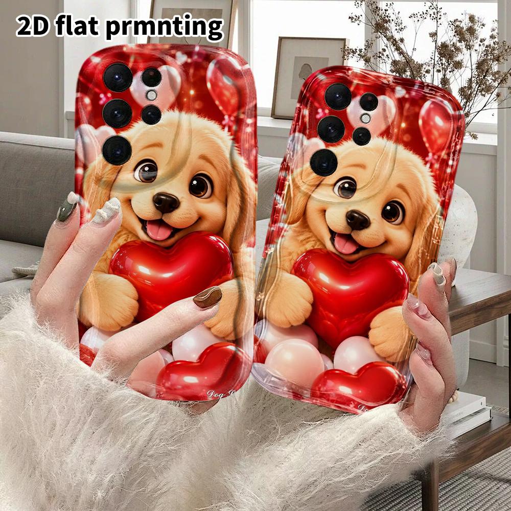 Phone Case: 2D Flat Samsung Galaxy A34 A35 M05 M06 S20 S22 S21 FE Plus 5G Protective Case, Couple Style, Little Golden Retriever, Christmas and Hallow