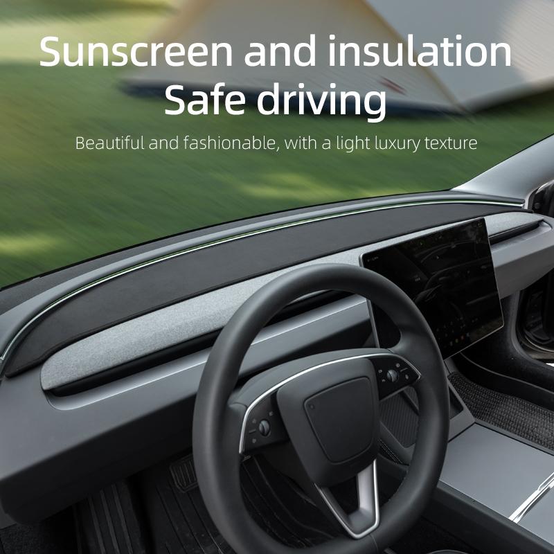 For Tesla Model Y Juniper Suede Leather Dashmat Model 3 Highland Car Dashboard Cover Pad Dash Mat SunShade Carpet Accessories