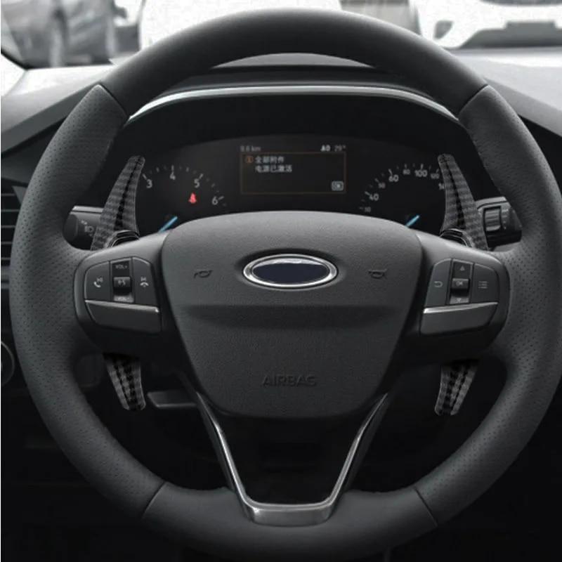 2Pcs/Set ABS Chrome Car Steering Wheel Paddle Extension Shifters Shift Sticker for Ford Focus 4 MK4