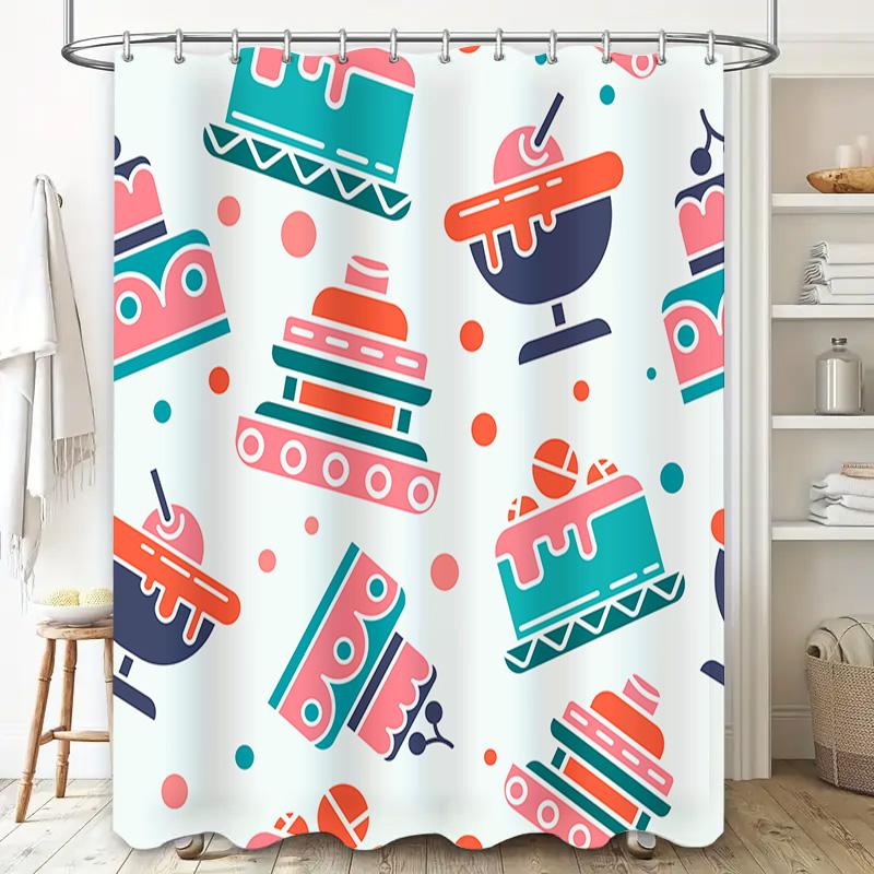 Blue Red White Cartoon Pattern Shower Curtain For Bathroom Home Decor Waterproof Washable Bath Linen 72X180Cm (Set)   Colorful C