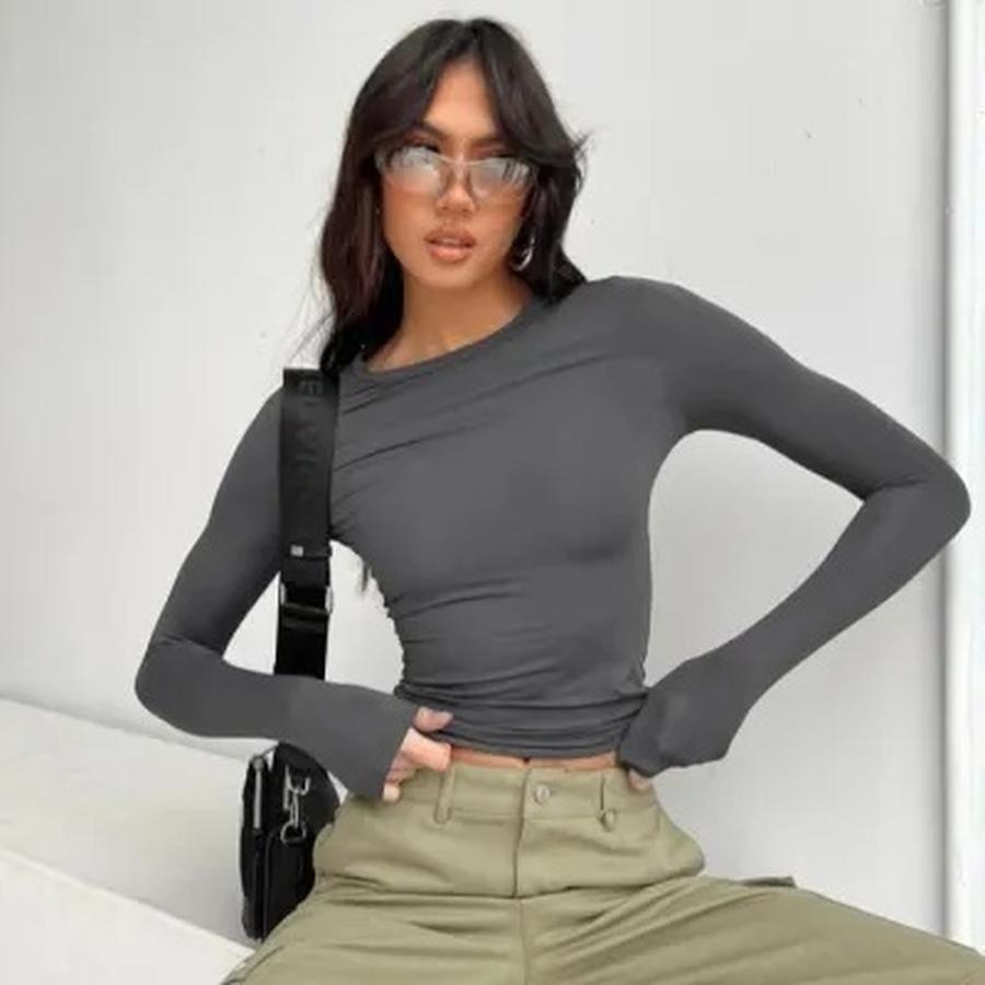 Fall New Sexy Women's Short Sleeve T-Shirt Cami Top Slim Fit Long Sleeve