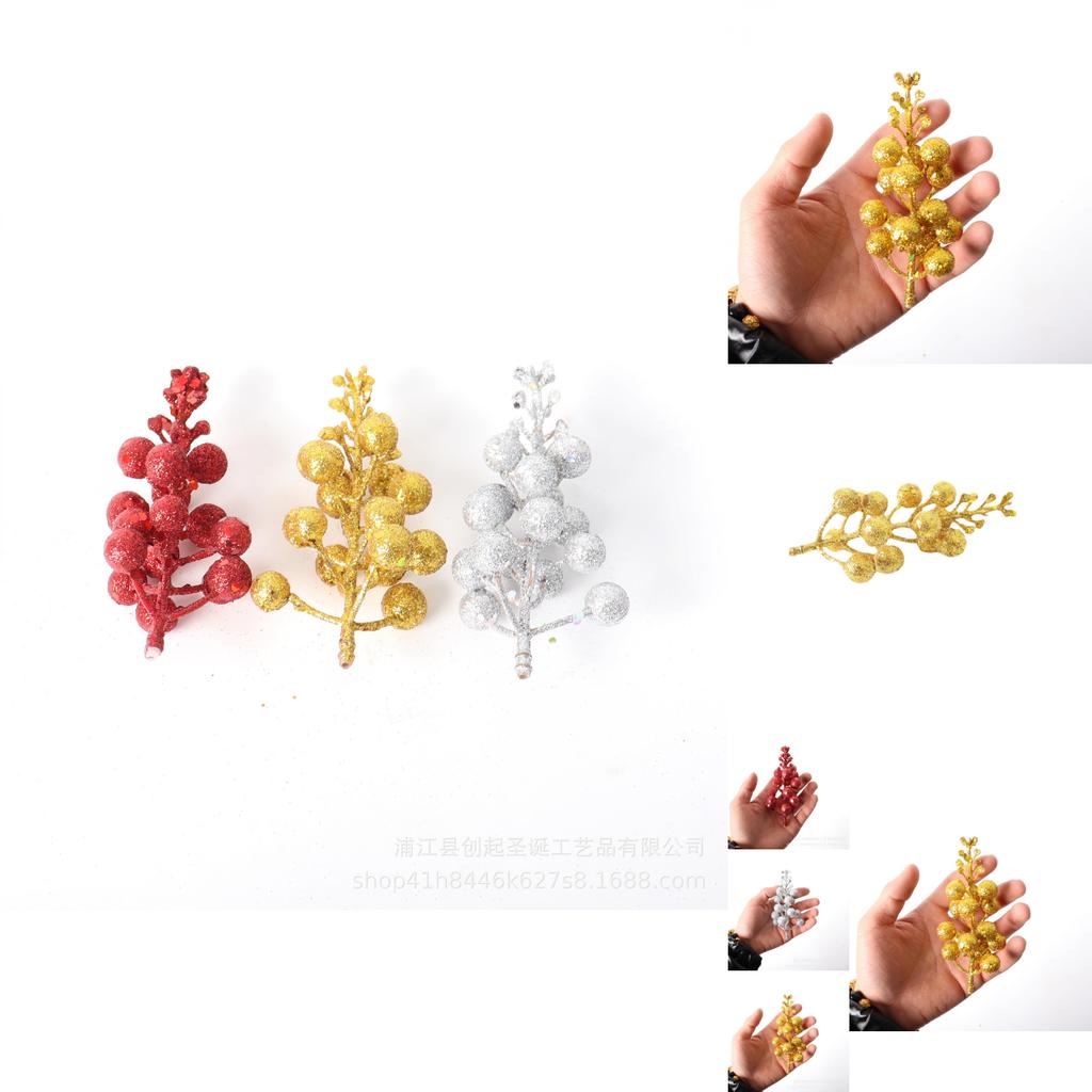 Stunning 15 Glittering Gold Berry Ornaments For Christmas Tree Diy Decor Accessories