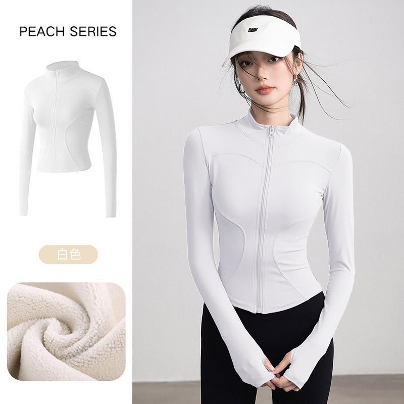 Spring Velvet Sports Jacket Women's Slim and Thin Versatile Yoga Clothes, High-end Running Fitness Warm Top