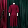 Pleated Puff Sleeve Plus Size Dress - European & American Fashion 2022