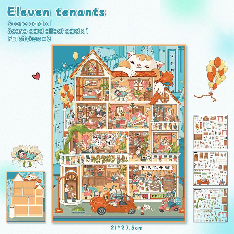 

1 Набор Трехмерная Коллекция Миниатюрных Сцен Пейзажные Наклейки Детские Игрушки для Снятия Стресса Наклейки для DIY Ежедневника Подарки