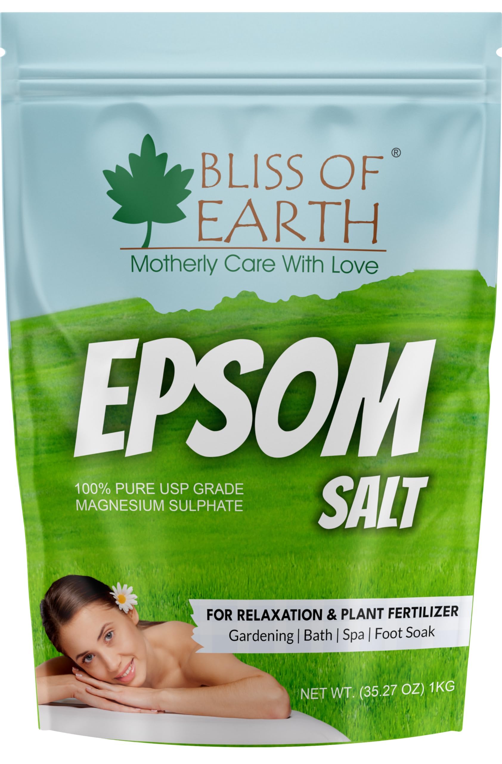 Bliss of Earth Epsom Salt for Foot | 1kg Epsom Salt for Foot Soaks, Bath Soaks, Plants & DIY Scrubs | Natural Magnesium Sulphate for Muscle Relief & A