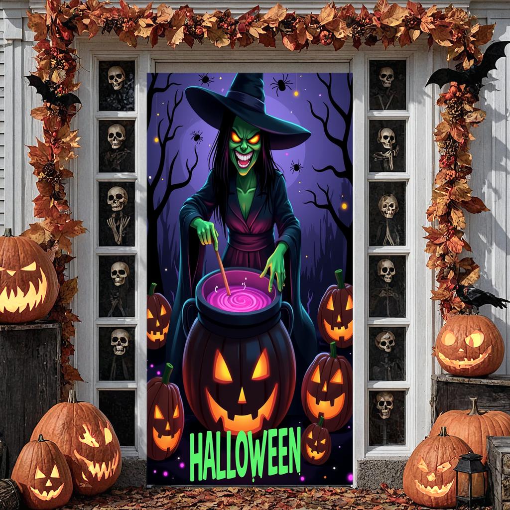 Party Banner Material Halloween Decoration Witch Poster High Quality Spooky Banner For Haunted House Trick Or Treat Outdoor