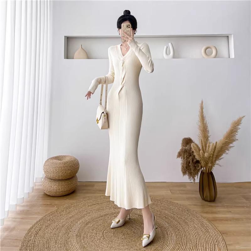 sachin and babi light blue dress Lin Yaner white knitted dress autumn and winter women's clothing 2022  Lee  Nhi Boutique