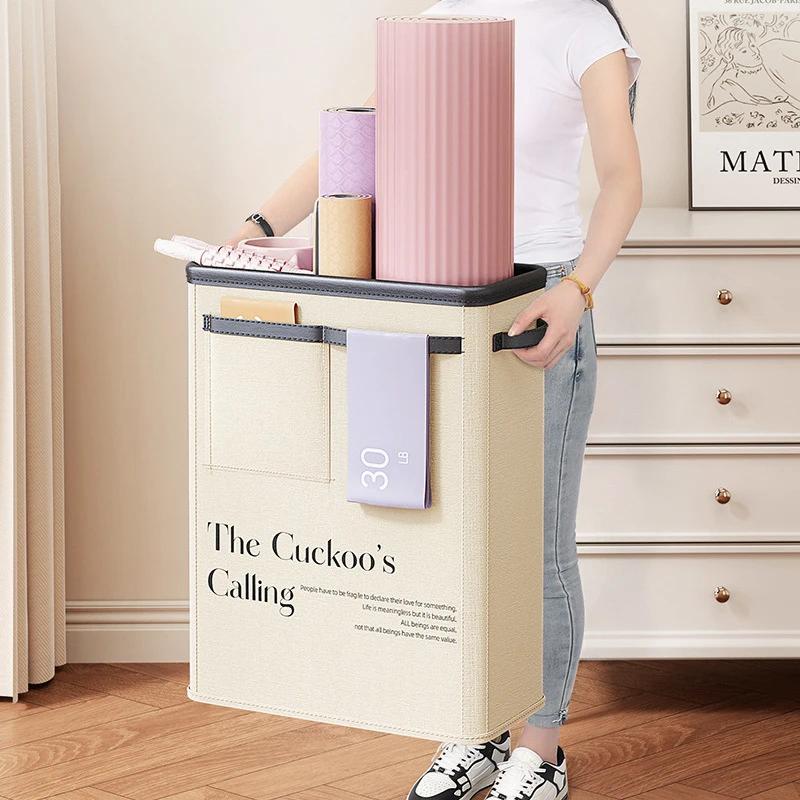 Foldable Fabric Storage Basket Yoga Storage Box Sundries Yoga Mat Organizing Home Sports Equipment Storage