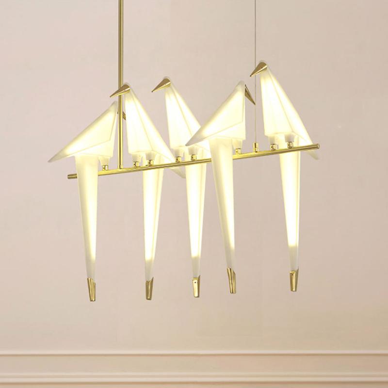 Nordic Pendant Light Gold Bird Cage Living Room Bedroom Origami Bird Light Kitchen Hanging Lamp Dining Room Paper House Lights