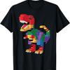 Master Builder Men Boys Kids Building Bricks Dinosaur T-Rex T-Shirt