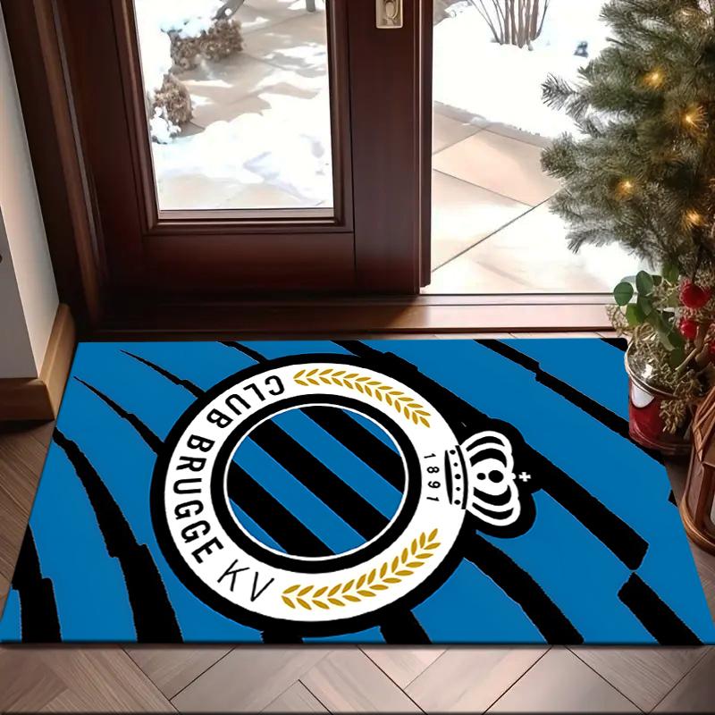 1PC FC Brugge Crest Rug Game Carpet, Floor Mat for Bedroom Living Room Entryway Rug, Home Decor Idea Gift for Christmas birthday