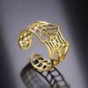Teamer Halloween Spider Web Wide Finger Ring Stainless Steel Hollow Cobweb Open Ring Women Men Funny Festival Party Jewelry New