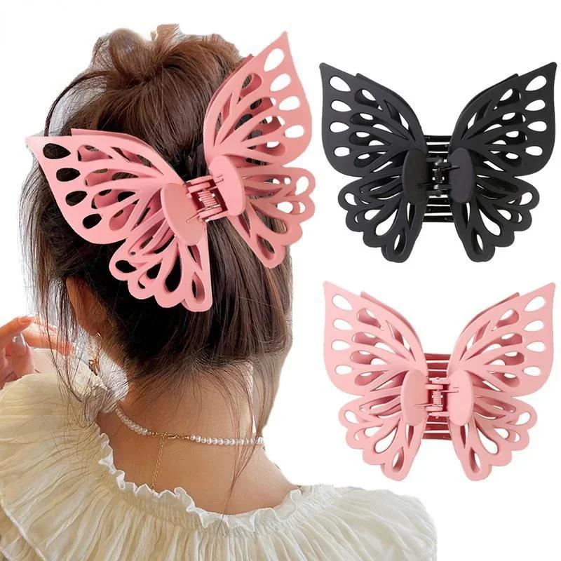 Hairpin Womens Summer Fashion Large Hollow Butterfly Clip Hairpin Cute Korean Fairy Headdress Girls Party Accessories