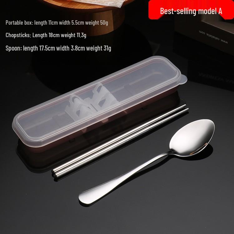 Portable Stainless Steel Cutlery Set: Fork, Spoon & Chopsticks - Ideal for Students & Outdoor Use