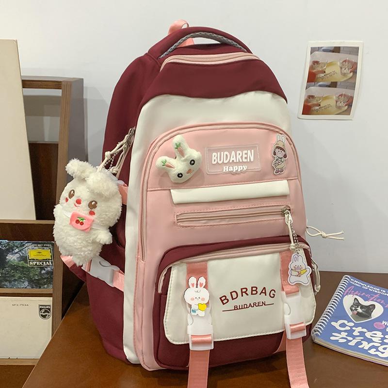 Schoolbag Children Elementary School Girls Junior High School Students Large Capacity Color Blocking Large Capacity Backpack
