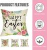 Happy Easter Bunny Christian Decorative Throw Pillow Covers Of 4, Spring Rose Flowers Cushion Case Home Decor