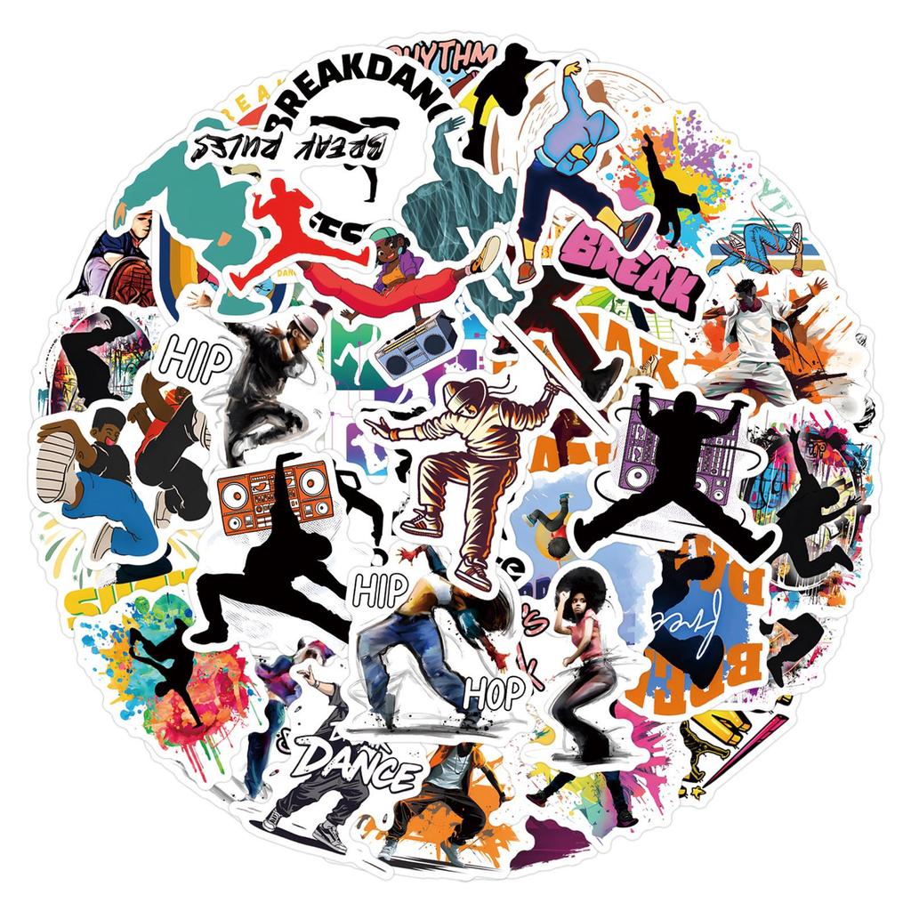 55 Waterproof Cartoon Breakdance Stickers for Decoration and Stationery