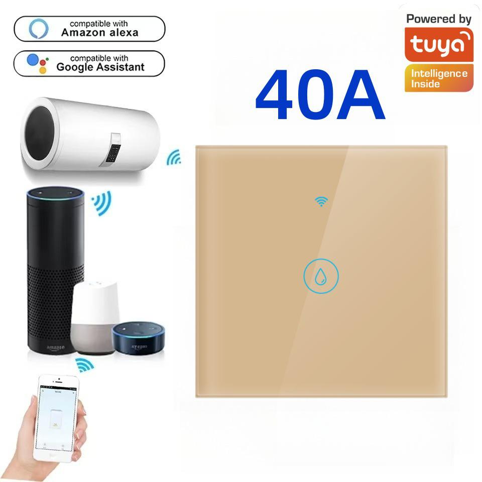 Graffiti Smart Touch WiFi Switch for Water Heater & AC, Voice-Controlled, European Standard, 40A High Power.