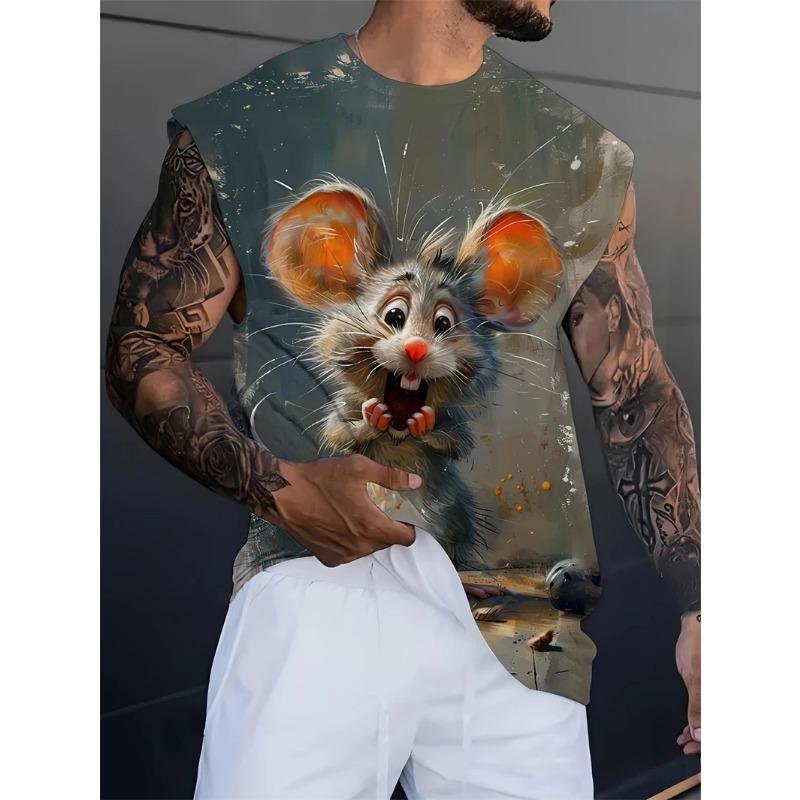 Sommer Rundhals Lustiges Tiermuster 3D Gedrucktes Top Modische Lässige Ärmellose Damen Tanktops
