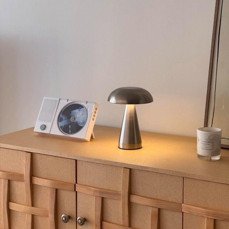 Rechargeable LED Mushroom Table Lamp - Eco-friendly Bedside & Desktop Night Light for Bedroom & Bar Atmosphere