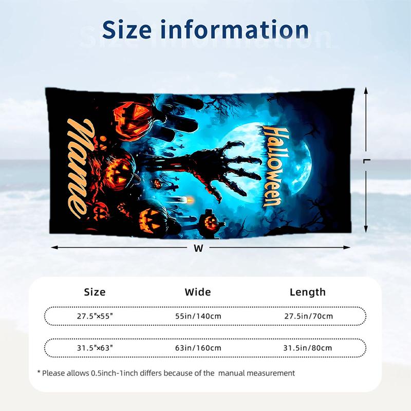 Halloween Custom Name Printed Beach Towel Personalized Soft Towel For Swimming Beach Travel