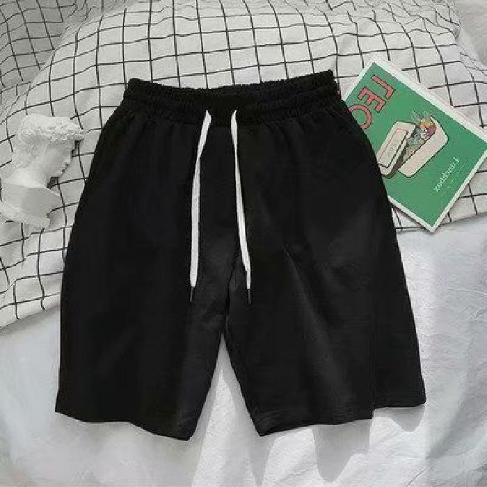 

Мужские летние повседневные корейские шорты свободного кроя для пляжа - Однотонные модные штаны 5XL чёрный