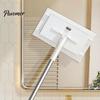 Home Cleaning Supplies Hands Free Clamp Flat Mop, Long Handle Cloth Changing Dust Kitchen Tile Mop One Click Snap Grip for Hardwood Floor Tool