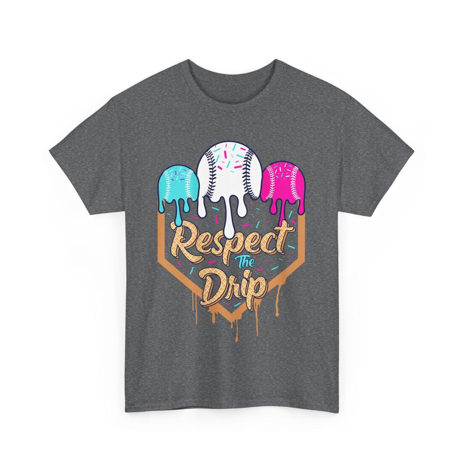 Baseball Ice Cream Drip Shirt, Respect Drip Baseball Lovers Men Shirt XXXL