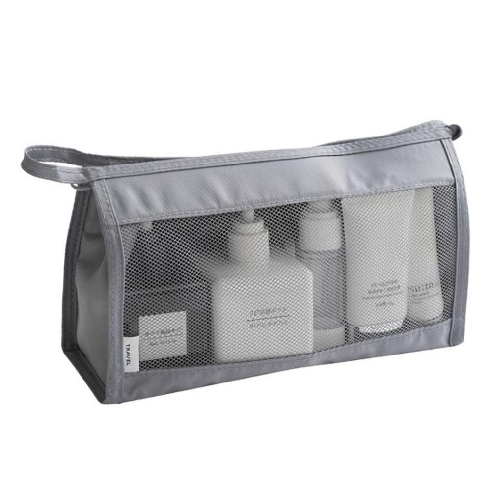 Foldable Mesh Makeup Organizer Hanging Toiletry Bag Large Capacity Wash Bag  Brushes