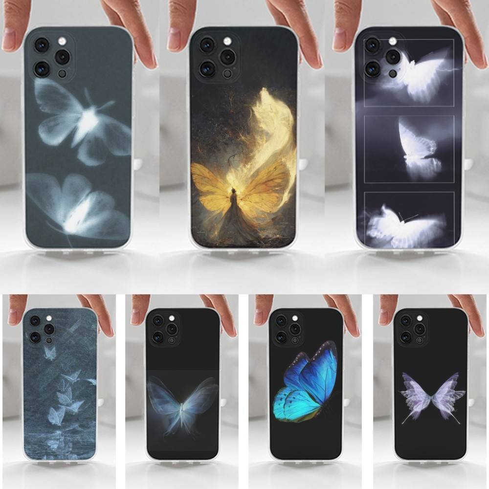 Ins Retro Butterfly Phone Case For iPhone,14,13,12,15,Pro,Max,Plus,11,17,16,X,XS,XR,SE,Mini Transparent Soft Cover