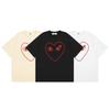 Mens Loose Fit Cotton T-Shirt With Red Line Heart Print Casual Top