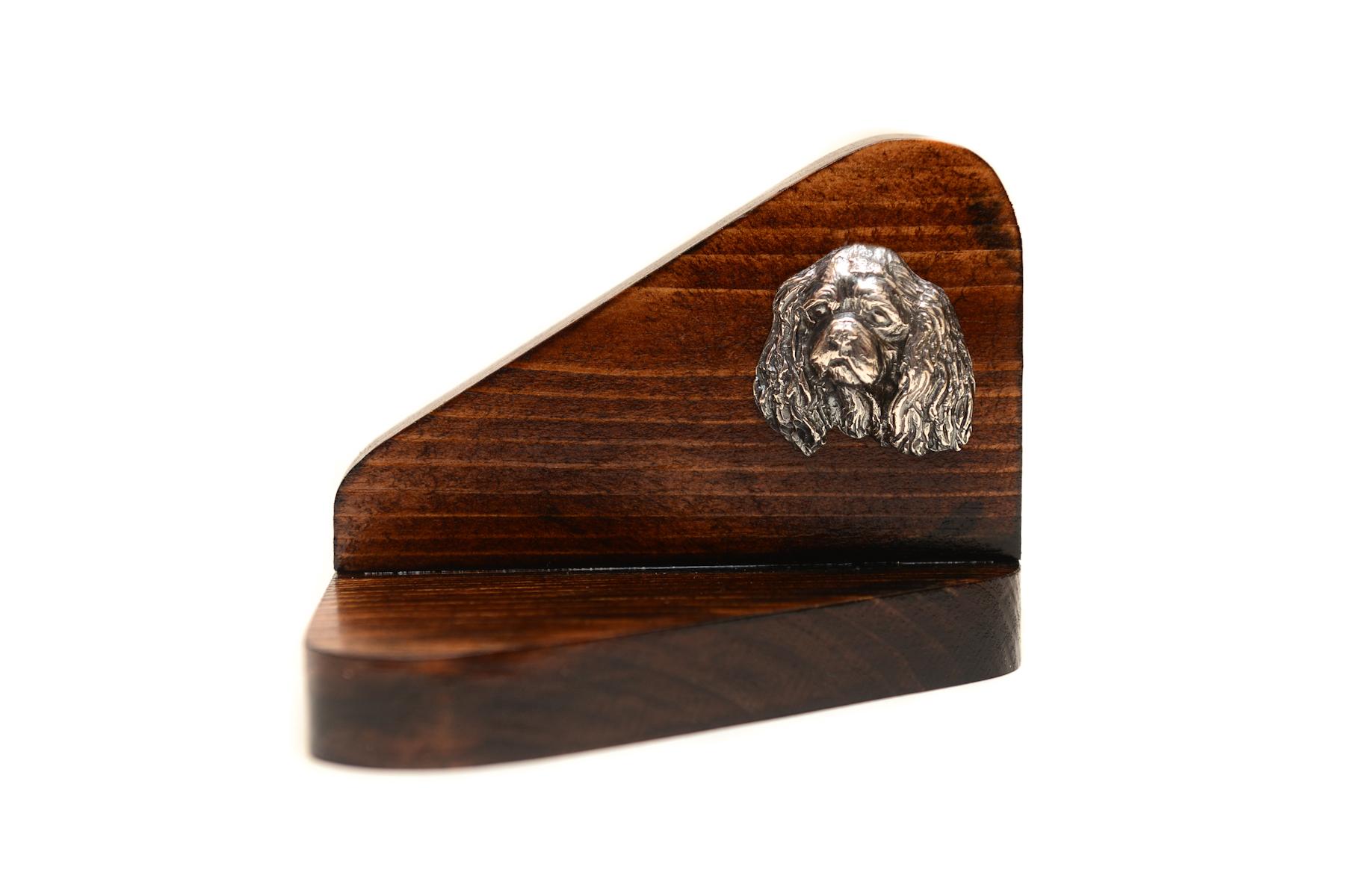 

Cavalier King Charles Spaniel I - wooden candle holder with a dog, tealight holder, a memorial place for a dog by Art-Dog brand коричневий