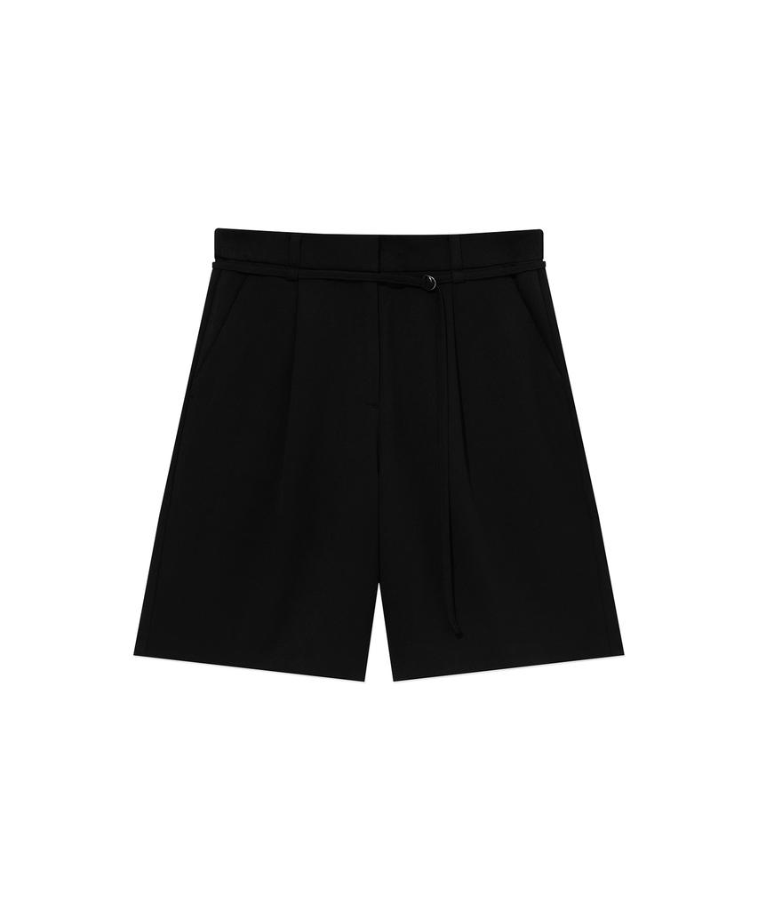 COVERNAT WOMAN Belted Bermuda Shorts Black