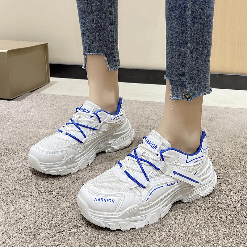 Обувь для папы женская весенне-осенняя новая универсальная повседневная спортивная обувь на платформе с сетчатой поверхностью 35 синий 1980₽