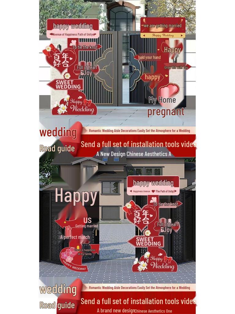 Creative Wedding Aisle Runner & Welcome Sign: Outdoor Courtyard & Garden Decoration Props