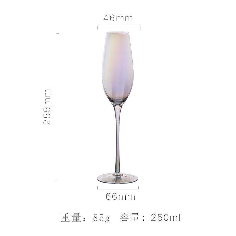 Glasbecher Nordischer Stil Weinglas Galvanik Kristall Cocktailglas Regenbogen Rotwein Hoher Fuß Einfaches Kaltgetränk Glas Wein